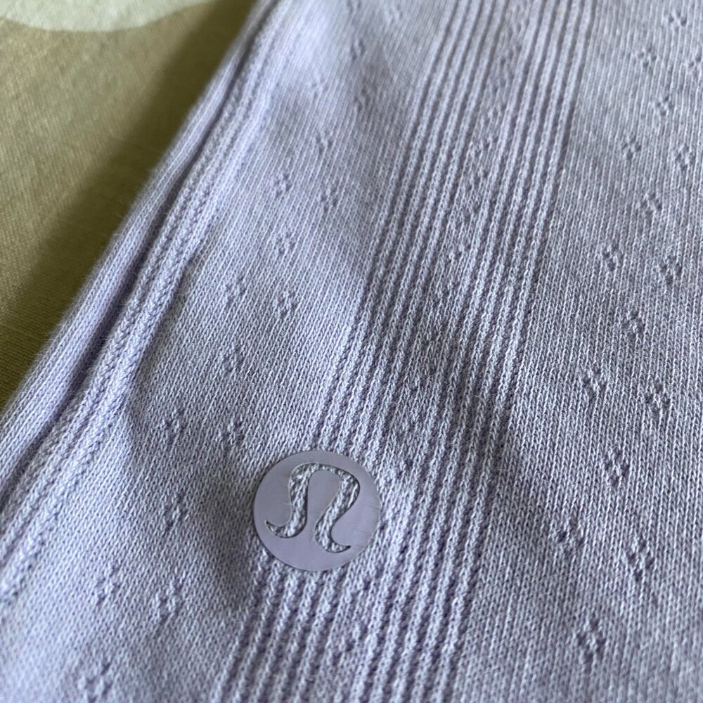LULULEMON Cotton Pointelle Cropped Cami Tank Top in Lavender Frost sz M - Picture 7 of 8